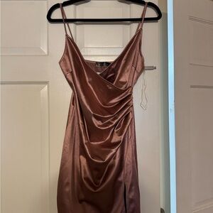 Elegant Satin Slip Dress in Rose Gold